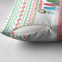 Azerbaijan Christmas Pillow Cover with Baku Skyline Azerbaijan Flag and Red Green Snowflake Pattern Design - Wonder Print Shop