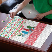 Azerbaijan Christmas Puzzle with Baku Skyline Azerbaijan Flag and Red Green Snowflake Pattern Design - Wonder Print Shop