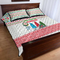 Azerbaijan Christmas Quilt Bed Set with Baku Skyline Azerbaijan Flag and Red Green Snowflake Pattern Design - Wonder Print Shop