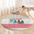 Azerbaijan Christmas Round Carpet with Baku Skyline Azerbaijan Flag and Red Green Snowflake Pattern Design - Wonder Print Shop