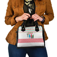 Azerbaijan Christmas Shoulder Handbag with Baku Skyline Azerbaijan Flag and Red Green Snowflake Pattern Design - Wonder Print Shop