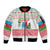 Azerbaijan Christmas Sleeve Zip Bomber Jacket with Baku Skyline Azerbaijan Flag and Red Green Snowflake Pattern Design - Wonder Print Shop