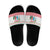 Azerbaijan Christmas Slide Sandals with Baku Skyline Azerbaijan Flag and Red Green Snowflake Pattern Design - Wonder Print Shop