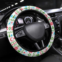 Azerbaijan Christmas Steering Wheel Cover with Baku Skyline Azerbaijan Flag and Red Green Snowflake Pattern Design - Wonder Print Shop