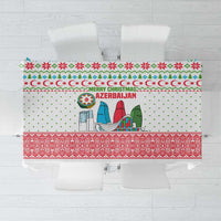 Azerbaijan Christmas Tablecloth with Baku Skyline Azerbaijan Flag and Red Green Snowflake Pattern Design - Wonder Print Shop