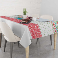 Azerbaijan Christmas Tablecloth with Baku Skyline Azerbaijan Flag and Red Green Snowflake Pattern Design - Wonder Print Shop
