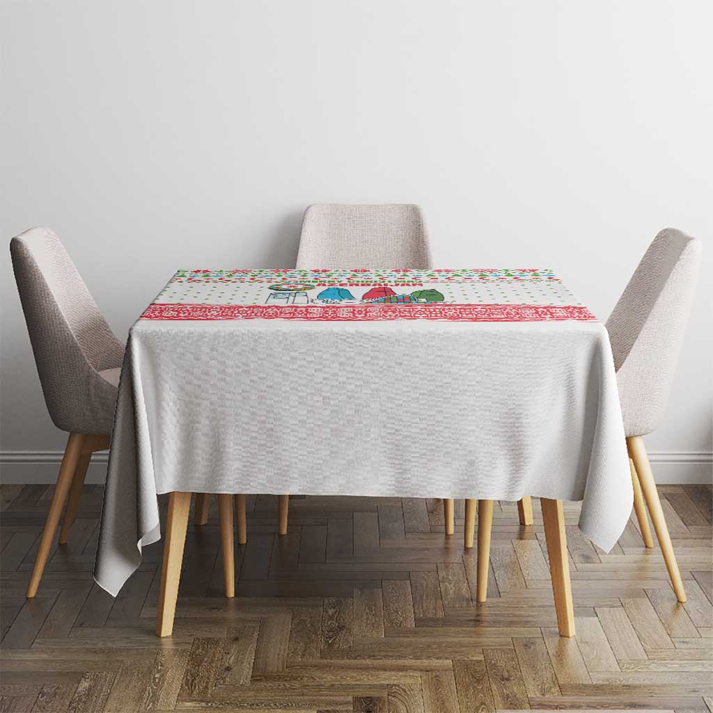 Azerbaijan Christmas Tablecloth with Baku Skyline Azerbaijan Flag and Red Green Snowflake Pattern Design - Wonder Print Shop