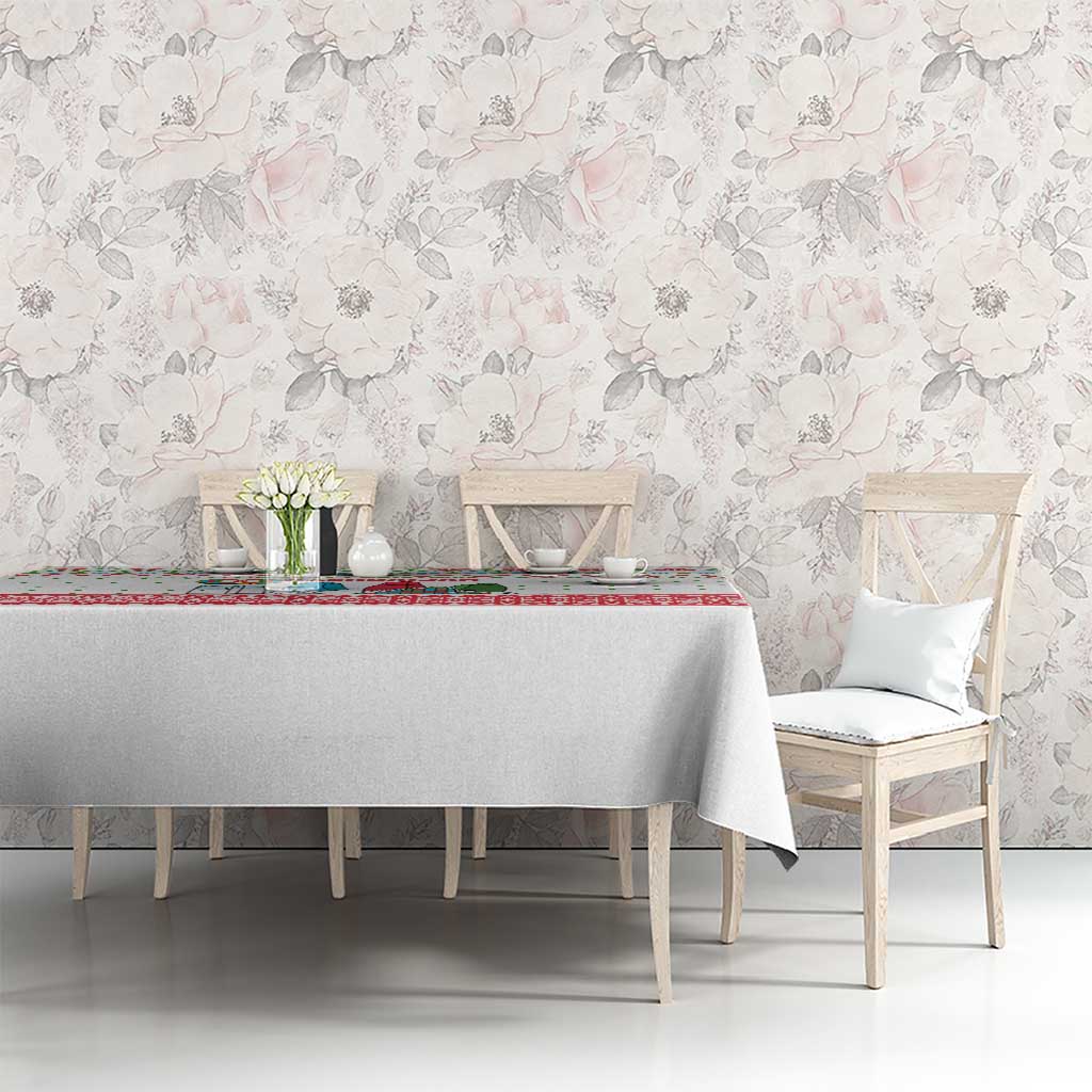 Azerbaijan Christmas Tablecloth with Baku Skyline Azerbaijan Flag and Red Green Snowflake Pattern Design - Wonder Print Shop