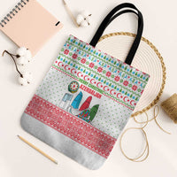 Azerbaijan Christmas Tote Bag with Baku Skyline Azerbaijan Flag and Red Green Snowflake Pattern Design - Wonder Print Shop