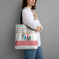 Azerbaijan Christmas Tote Bag with Baku Skyline Azerbaijan Flag and Red Green Snowflake Pattern Design - Wonder Print Shop