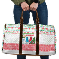 Azerbaijan Christmas Travel Bag with Baku Skyline Azerbaijan Flag and Red Green Snowflake Pattern Design - Wonder Print Shop