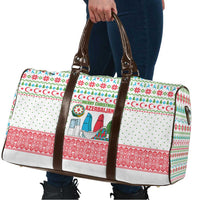 Azerbaijan Christmas Travel Bag with Baku Skyline Azerbaijan Flag and Red Green Snowflake Pattern Design - Wonder Print Shop
