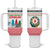 Azerbaijan Christmas Tumbler With Handle with Baku Skyline Azerbaijan Flag and Red Green Snowflake Pattern Design - Wonder Print Shop