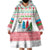 Azerbaijan Christmas Wearable Blanket Hoodie with Baku Skyline Azerbaijan Flag and Red Green Snowflake Pattern Design - Wonder Print Shop