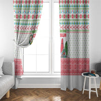 Azerbaijan Christmas Window Curtain with Baku Skyline Azerbaijan Flag and Red Green Snowflake Pattern Design - Wonder Print Shop