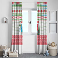 Azerbaijan Christmas Window Curtain with Baku Skyline Azerbaijan Flag and Red Green Snowflake Pattern Design - Wonder Print Shop