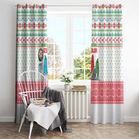 Azerbaijan Christmas Window Curtain with Baku Skyline Azerbaijan Flag and Red Green Snowflake Pattern Design - Wonder Print Shop