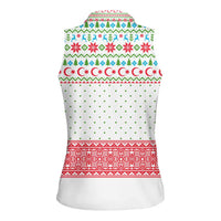 Azerbaijan Christmas Women Sleeveless Polo Shirt with Baku Skyline Azerbaijan Flag and Red Green Snowflake Pattern Design - Wonder Print Shop