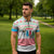 Azerbaijan Christmas Zipper Polo Shirt with Baku Skyline Azerbaijan Flag and Red Green Snowflake Pattern Design - Wonder Print Shop