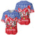 Slovakia Christmas Baseball Jersey with Santa and Dancers by Campfire Snowy Mountains and Red Blue Snowflake Pattern Design - Wonder Print Shop