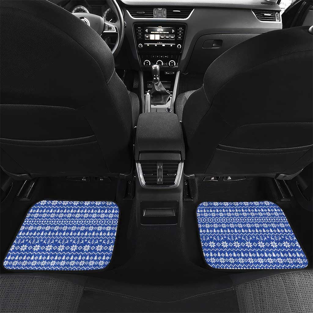 Slovakia Christmas Car Mats with Santa and Dancers by Campfire Snowy Mountains and Red Blue Snowflake Pattern Design - Wonder Print Shop