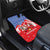 Slovakia Christmas Car Mats with Santa and Dancers by Campfire Snowy Mountains and Red Blue Snowflake Pattern Design - Wonder Print Shop