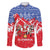 Slovakia Christmas Family Matching Long Sleeve Bodycon Dress and Hawaiian Shirt with Santa and Dancers by Campfire Snowy Mountains and Red Blue Snowflake Pattern Design - Wonder Print Shop