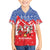 Slovakia Christmas Family Matching Long Sleeve Bodycon Dress and Hawaiian Shirt with Santa and Dancers by Campfire Snowy Mountains and Red Blue Snowflake Pattern Design - Wonder Print Shop