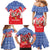 Slovakia Christmas Family Matching Mermaid Dress and Hawaiian Shirt with Santa and Dancers by Campfire Snowy Mountains and Red Blue Snowflake Pattern Design - Wonder Print Shop