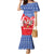Slovakia Christmas Family Matching Mermaid Dress and Hawaiian Shirt with Santa and Dancers by Campfire Snowy Mountains and Red Blue Snowflake Pattern Design - Wonder Print Shop