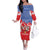 Slovakia Christmas Family Matching Off The Shoulder Long Sleeve Dress and Hawaiian Shirt with Santa and Dancers by Campfire Snowy Mountains and Red Blue Snowflake Pattern Design - Wonder Print Shop