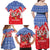 Slovakia Christmas Family Matching Off Shoulder Maxi Dress and Hawaiian Shirt with Santa and Dancers by Campfire Snowy Mountains and Red Blue Snowflake Pattern Design - Wonder Print Shop