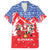 Slovakia Christmas Family Matching Off Shoulder Maxi Dress and Hawaiian Shirt with Santa and Dancers by Campfire Snowy Mountains and Red Blue Snowflake Pattern Design - Wonder Print Shop