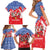 Slovakia Christmas Family Matching Short Sleeve Bodycon Dress and Hawaiian Shirt with Santa and Dancers by Campfire Snowy Mountains and Red Blue Snowflake Pattern Design - Wonder Print Shop