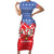 Slovakia Christmas Family Matching Short Sleeve Bodycon Dress and Hawaiian Shirt with Santa and Dancers by Campfire Snowy Mountains and Red Blue Snowflake Pattern Design - Wonder Print Shop