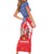 Slovakia Christmas Family Matching Short Sleeve Bodycon Dress and Hawaiian Shirt with Santa and Dancers by Campfire Snowy Mountains and Red Blue Snowflake Pattern Design - Wonder Print Shop