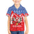 Slovakia Christmas Family Matching Short Sleeve Bodycon Dress and Hawaiian Shirt with Santa and Dancers by Campfire Snowy Mountains and Red Blue Snowflake Pattern Design - Wonder Print Shop