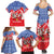 Slovakia Christmas Family Matching Summer Maxi Dress and Hawaiian Shirt with Santa and Dancers by Campfire Snowy Mountains and Red Blue Snowflake Pattern Design - Wonder Print Shop