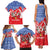 Slovakia Christmas Family Matching Tank Maxi Dress and Hawaiian Shirt with Santa and Dancers by Campfire Snowy Mountains and Red Blue Snowflake Pattern Design - Wonder Print Shop