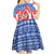 Slovakia Christmas Kid Short Sleeve Dress with Santa and Dancers by Campfire Snowy Mountains and Red Blue Snowflake Pattern Design - Wonder Print Shop