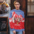 Slovakia Christmas Ugly Christmas Sweater with Santa and Dancers by Campfire Snowy Mountains and Red Blue Snowflake Pattern Design - Wonder Print Shop