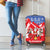 Slovakia Christmas Luggage Cover with Santa and Dancers by Campfire Snowy Mountains and Red Blue Snowflake Pattern Design - Wonder Print Shop