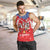 Slovakia Christmas Men Tank Top with Santa and Dancers by Campfire Snowy Mountains and Red Blue Snowflake Pattern Design - Wonder Print Shop