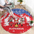 Slovakia Christmas Round Carpet with Santa and Dancers by Campfire Snowy Mountains and Red Blue Snowflake Pattern Design - Wonder Print Shop