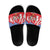Slovakia Christmas Slide Sandals with Santa and Dancers by Campfire Snowy Mountains and Red Blue Snowflake Pattern Design - Wonder Print Shop