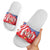 Slovakia Christmas Slide Sandals with Santa and Dancers by Campfire Snowy Mountains and Red Blue Snowflake Pattern Design - Wonder Print Shop