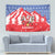 Slovakia Christmas Tapestry with Santa and Dancers by Campfire Snowy Mountains and Red Blue Snowflake Pattern Design - Wonder Print Shop