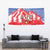 Slovakia Christmas Tapestry with Santa and Dancers by Campfire Snowy Mountains and Red Blue Snowflake Pattern Design - Wonder Print Shop