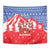 Slovakia Christmas Tapestry with Santa and Dancers by Campfire Snowy Mountains and Red Blue Snowflake Pattern Design - Wonder Print Shop