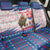 Slovakia Christmas Back Car Seat Cover with Bear Holding Tree Gingerbread Cookies and Red Blue Snowflake Pattern Design - Wonder Print Shop